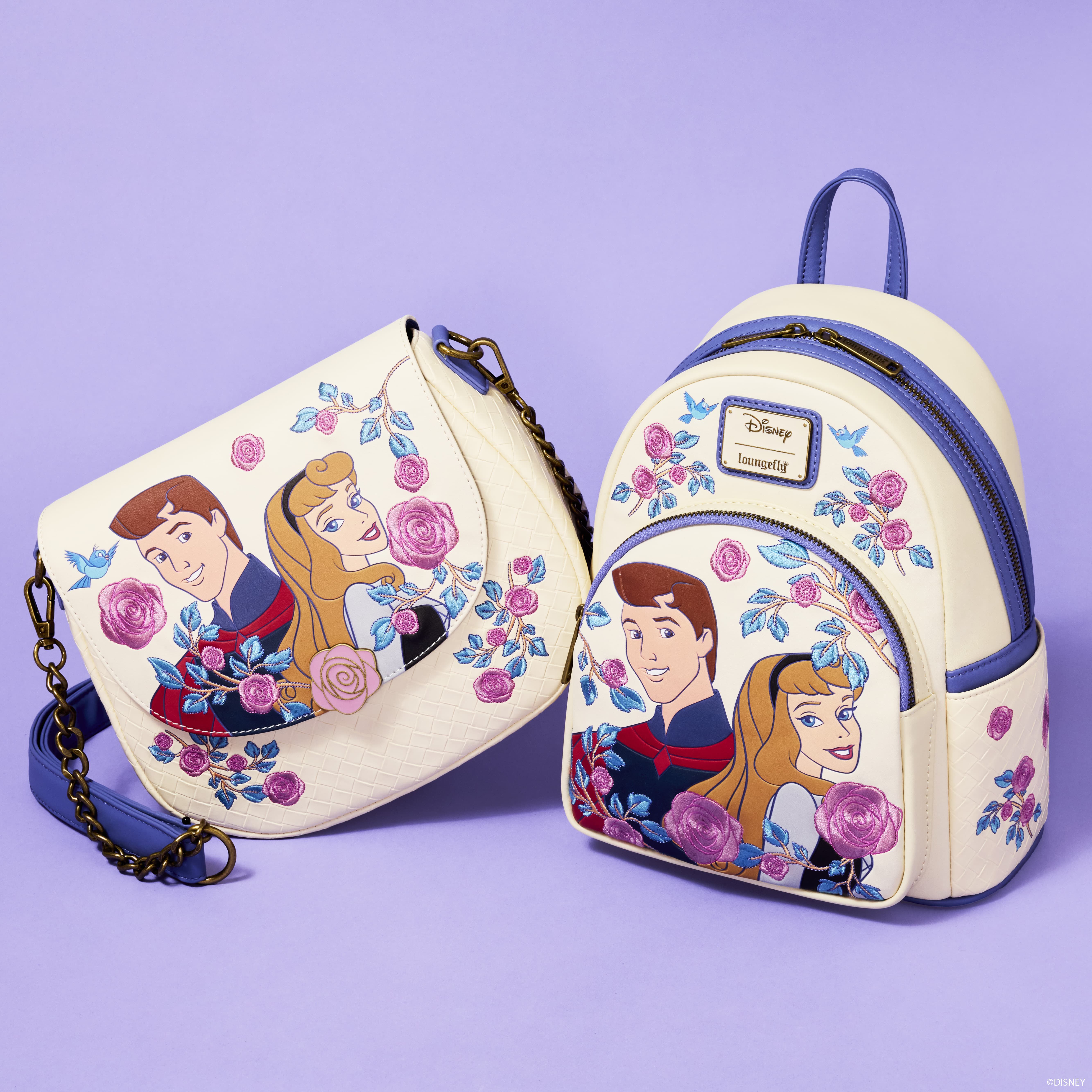 Sleeping Beauty Princess Aurora & Prince Phillip Floral Crossbody Bag - Image 3