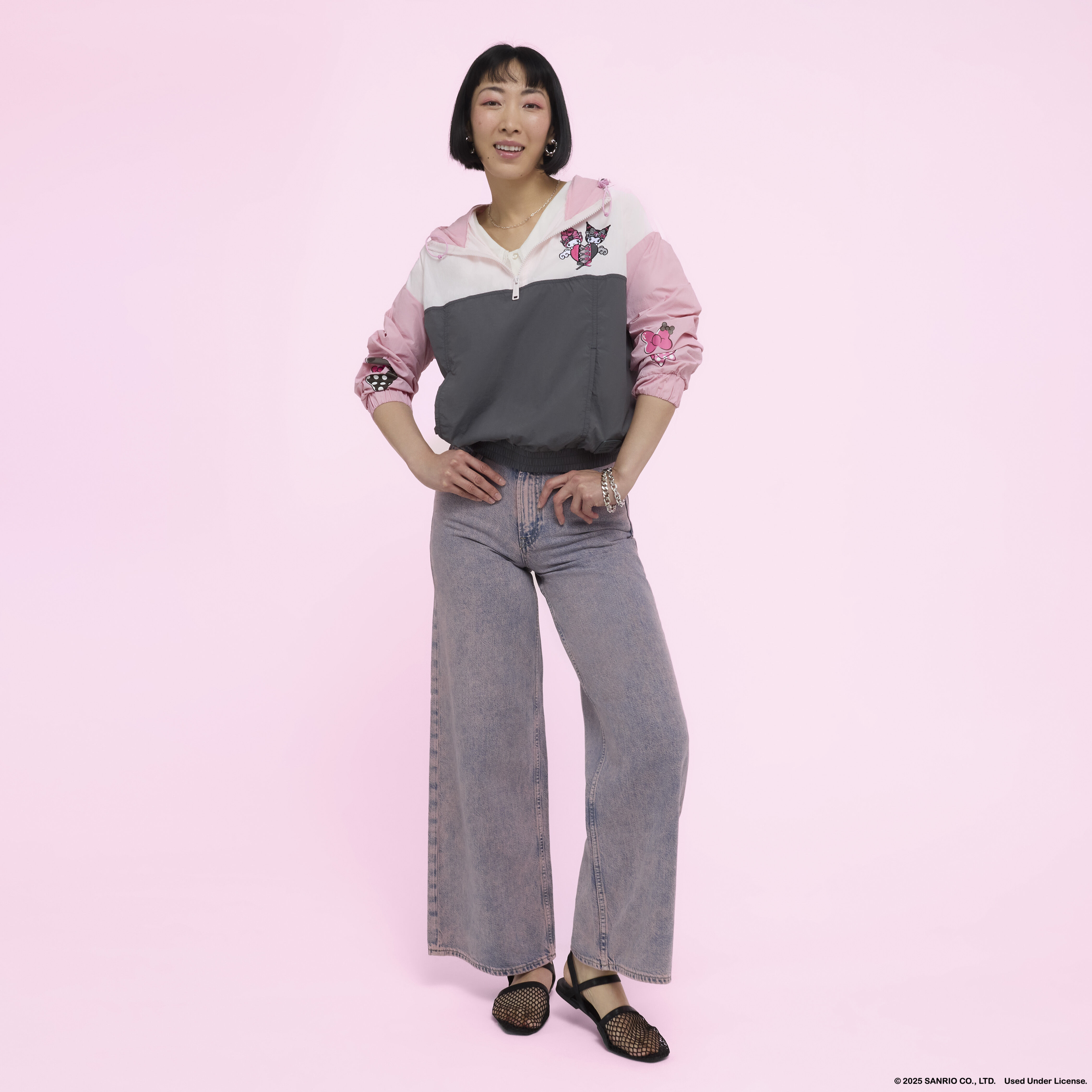 Sanrio My Melody & Kuromi Half-Zip Unisex Windbreaker Jacket - Image 2