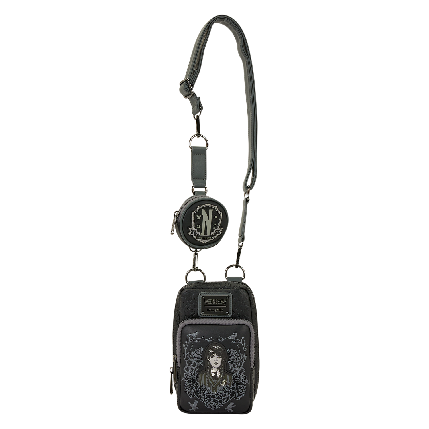 Wednesday Black Roses Cell Phone Crossbody Bag with Coin Bag - Image 5